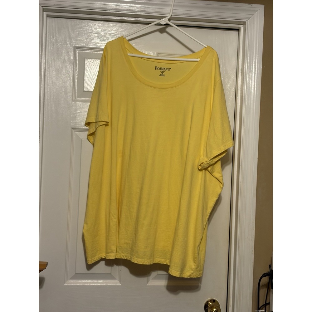 Womens PLUS SIZE 4X tops / Yellow Shirt / Roaman's T-Shirt Short Sleeve Plus Sz